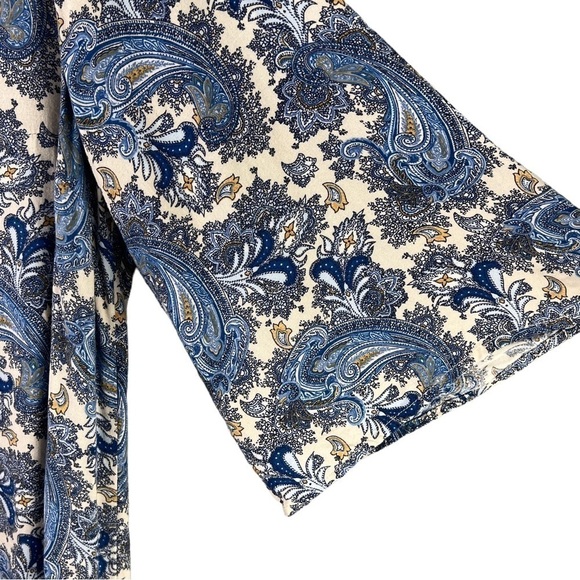 H&M Dress Paisley Print Midi Length Bell Sleeve Keyhole Back Women's Size 10 - Picture 4 of 8